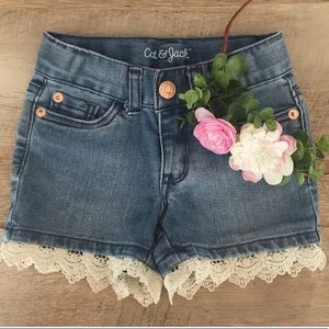 Cat & Jack Lace Trimmed Denim Shorts